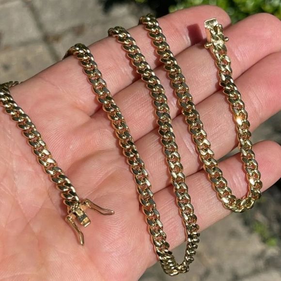 14K Gold Stainless Steel 4MM Miami Cuban 18” Box Lock